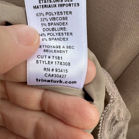 Trina Turk Cut-Out Shift Silver Dress Style # 178308 Tan Camel Women’s Size 12 - Picture 9 of 12